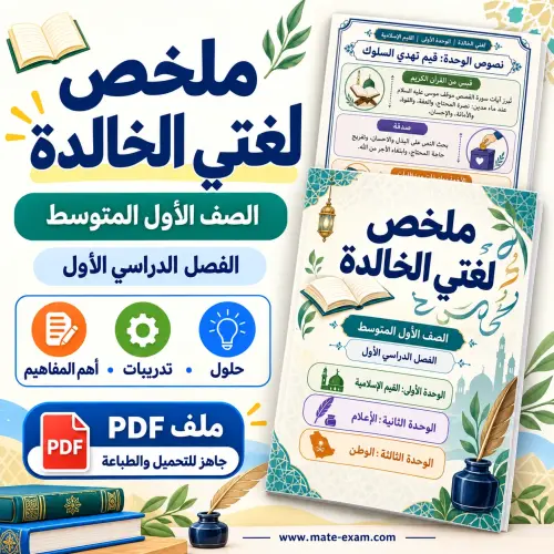 ملخص لغتي الخالدة أول متوسط الفصل الأول 1448 PDF خط الرقعة