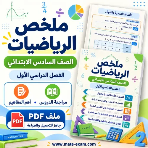 ملخص الرياضيات سادس ابتدائي الفصل الأول 1448 PDF جاهز للطباعة