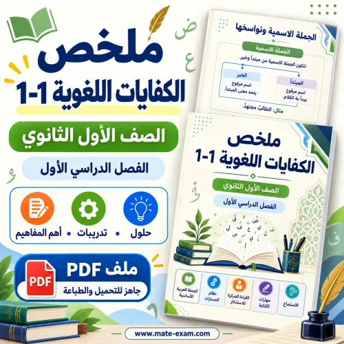 ملخص الكفايات اللغوية 1-1 أول ثانوي الفصل الأول 1448 PDF