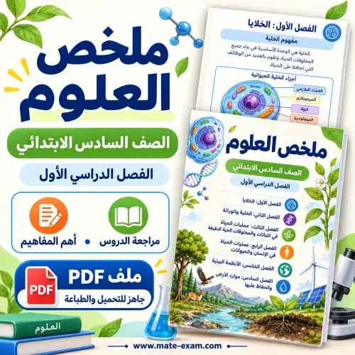 ملخص العلوم سادس ابتدائي الفصل الأول 1448 PDF بالخلايا والوراثة