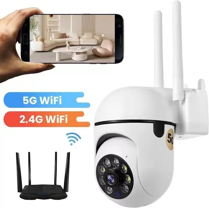 كاميرا مراقبة خارجية بدقة 1080P HD وواي فاي، دوران...