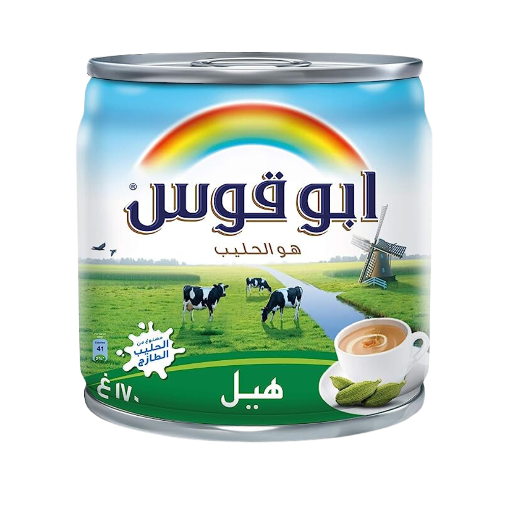 حليب بالهيل أبو قوس 170 جم Rainbow Cardamom Evaporated Milk