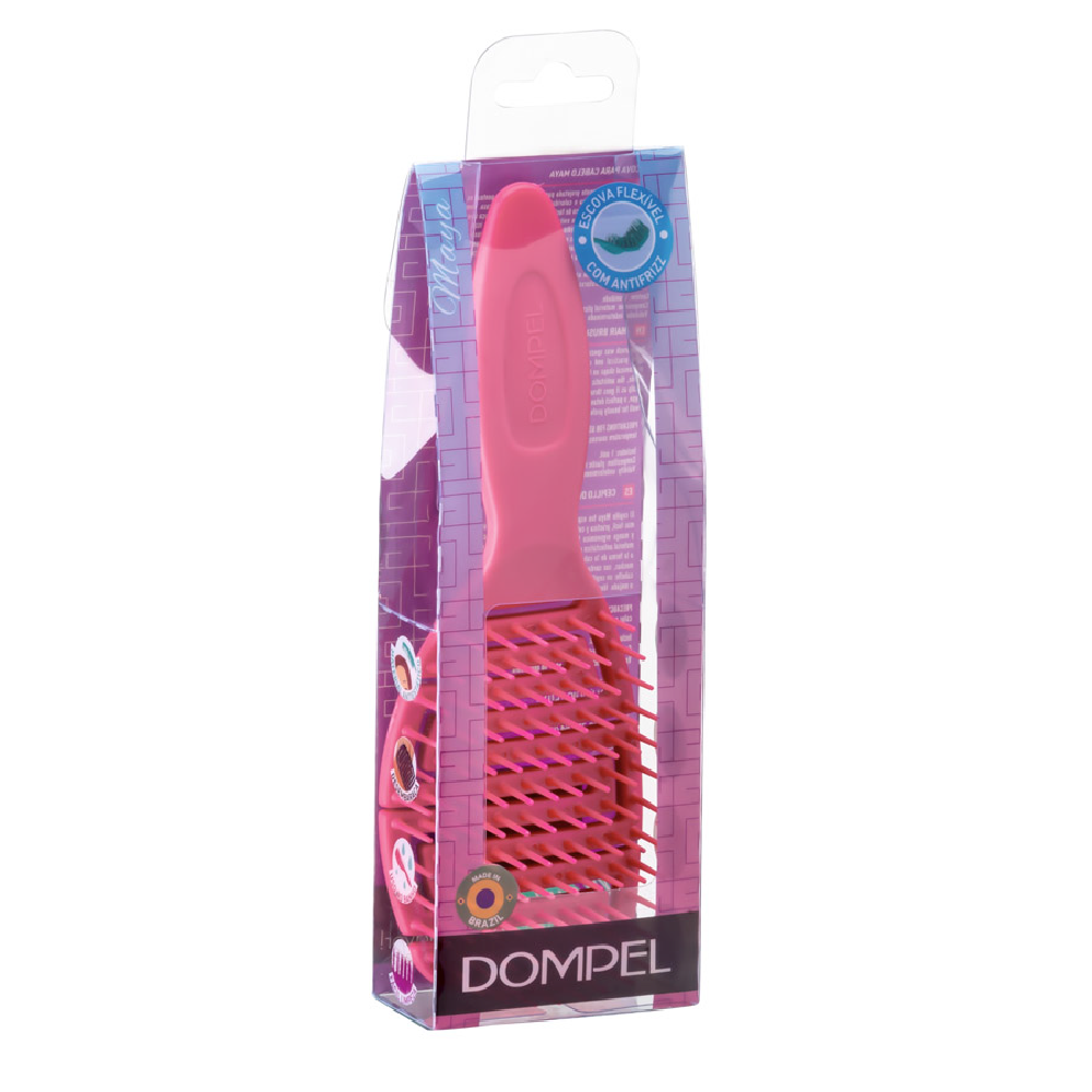 دومبل فرشاة سيليكون لفك تشابك جميع أنواع الشعر - زهري