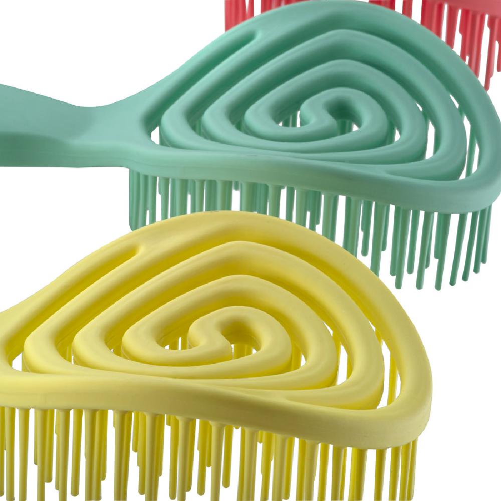 دومبل فرشاة سيليكون برائحة التفاح الأخضر لتصفيف الشعر - أخضر