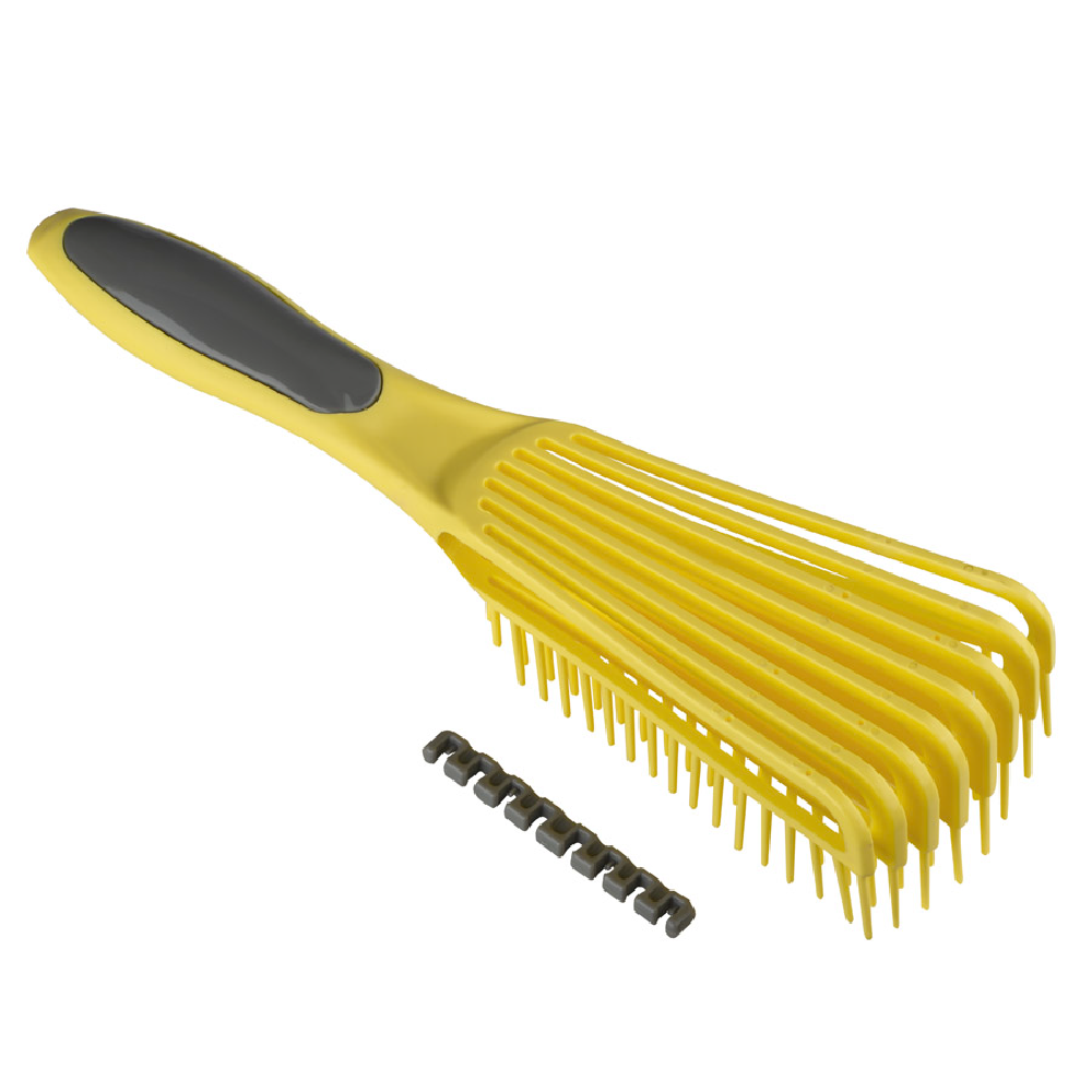 دومبل فرشاة سيليكون لتصفيف الشعر الكيرلي - أصفر