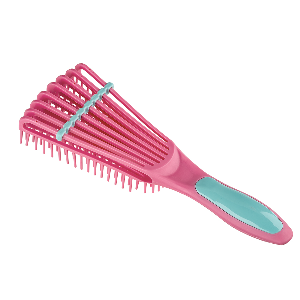 دومبل فرشاة سيليكون لتصفيف الشعر الكيرلي - زهري