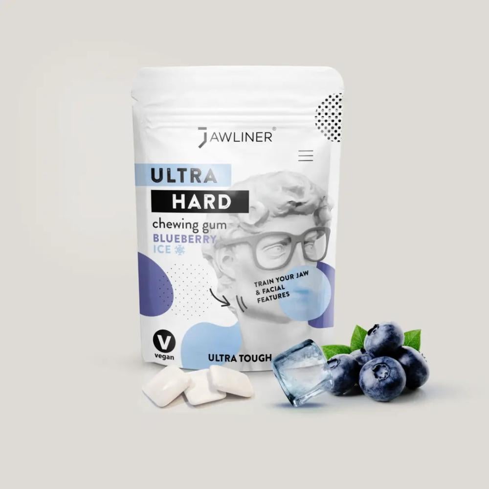 علكة جولاينر® الأصلية لتقوية عضلات الفك بنكهة التوت الازرق المثلج JAWLINER® Fitness Chewing Gum Blueberry ice
