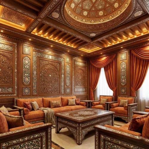 مجالس وجدران وأسقف بزخارف إسلامية أصيلة