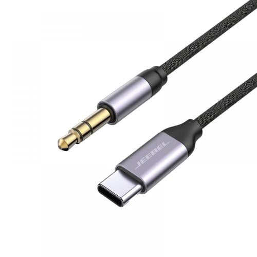 جيبيل وصلة تايب سي AUX 3.5mm بطول 1.2 م - أسود