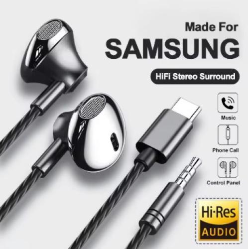 USB نوع C سماعة HiFi باس ستيريو التحكم في مستوى ال...