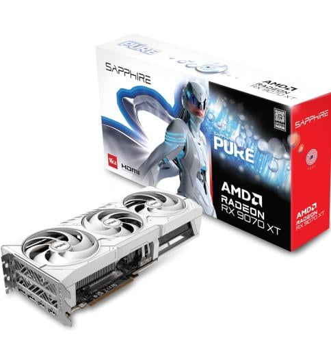 سافاير PURE RX 9070 XT كرت شاشة 16GB للألعاب المتق...