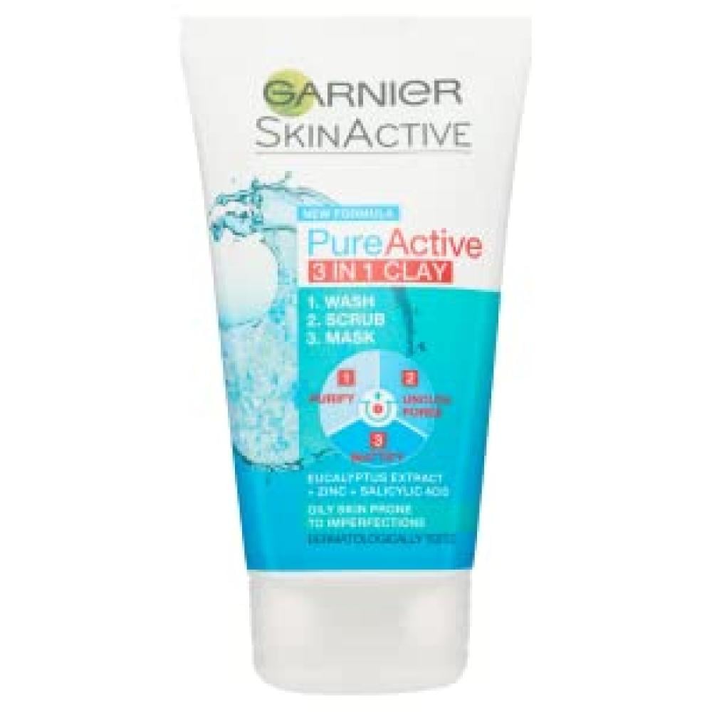 Garnier Pure Active 3in1 Scrub Wash & Mask 150ml