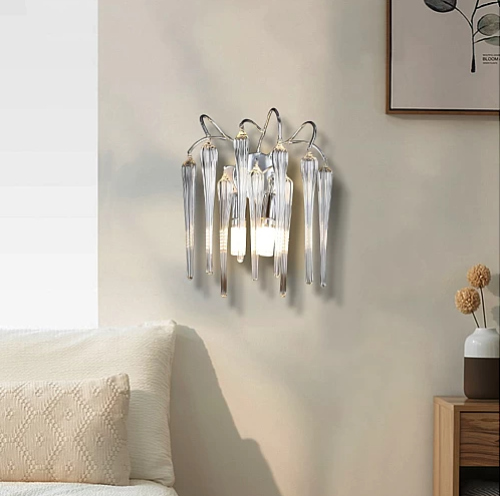 ابليك حائط جداري مودرن فضي مع شفاف E14*2L 2 واط