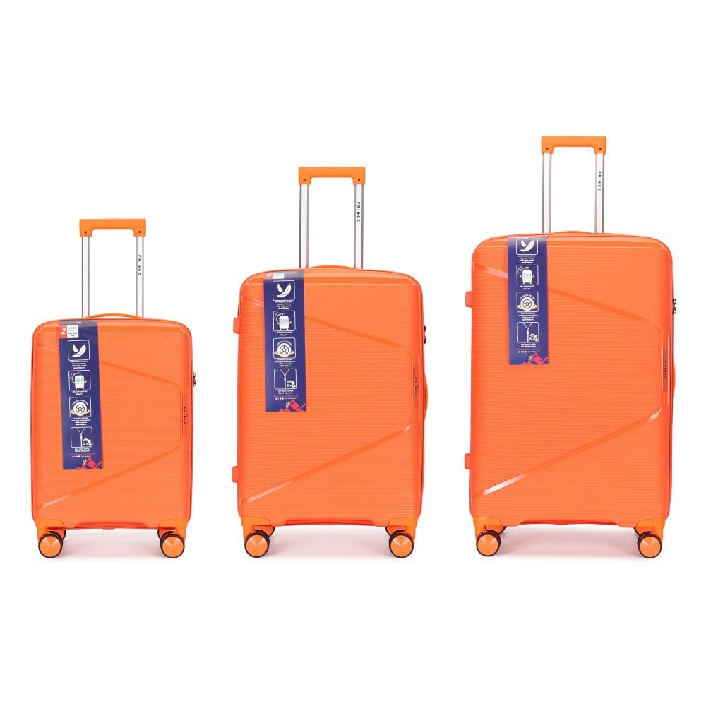 Prince  PP  Luggage (8 Wheels) - Trundle 3 Pcs Set - 20 Inch X 24 Inch X 28 Inch    - Orange 2 Year Warranty