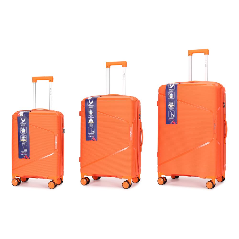 Prince  PP  Luggage (8 Wheels) - Trundle 3 Pcs Set - 20 Inch X 24 Inch X 28 Inch    - Orange 2 Year Warranty