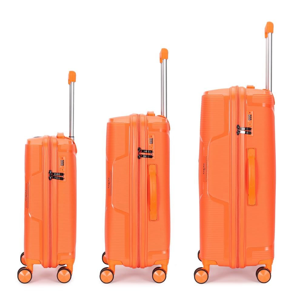 Prince  PP  Luggage (8 Wheels) - Trundle 3 Pcs Set - 20 Inch X 24 Inch X 28 Inch    - Orange 2 Year Warranty