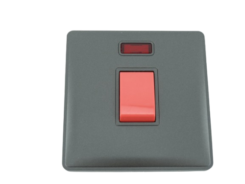 بلس بيانو مفتاح مكيف مع لمبه 7 × 7 رمادي معدني