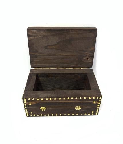 صندوق تراثي للعود خشب مسمار بني محروق