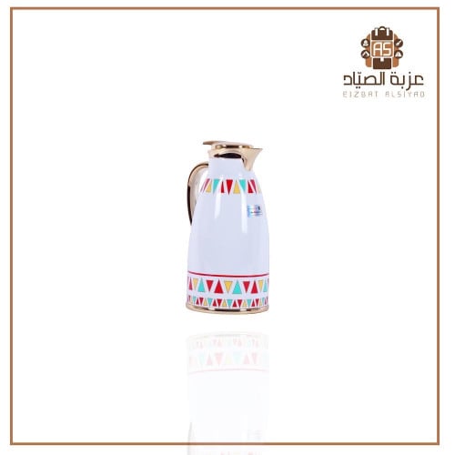 ترمس قهوة وشاي ابيض مع نقش حجم وسط