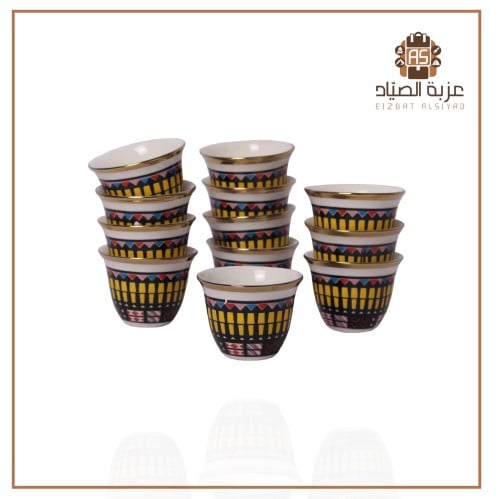 طقم فناجيل نقش القط العسيري