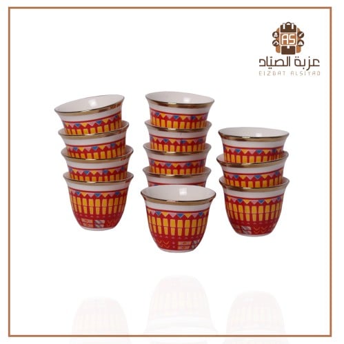 طقم فناجيل نقش القط العسيري