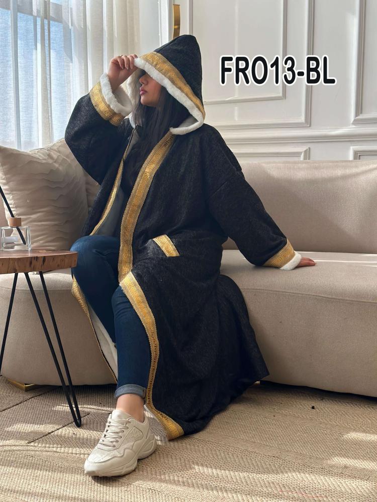 فروات شتويه نسائية فرزاتشي اسود مطرز فروه نسائي فخمه ملابس شتاء برد