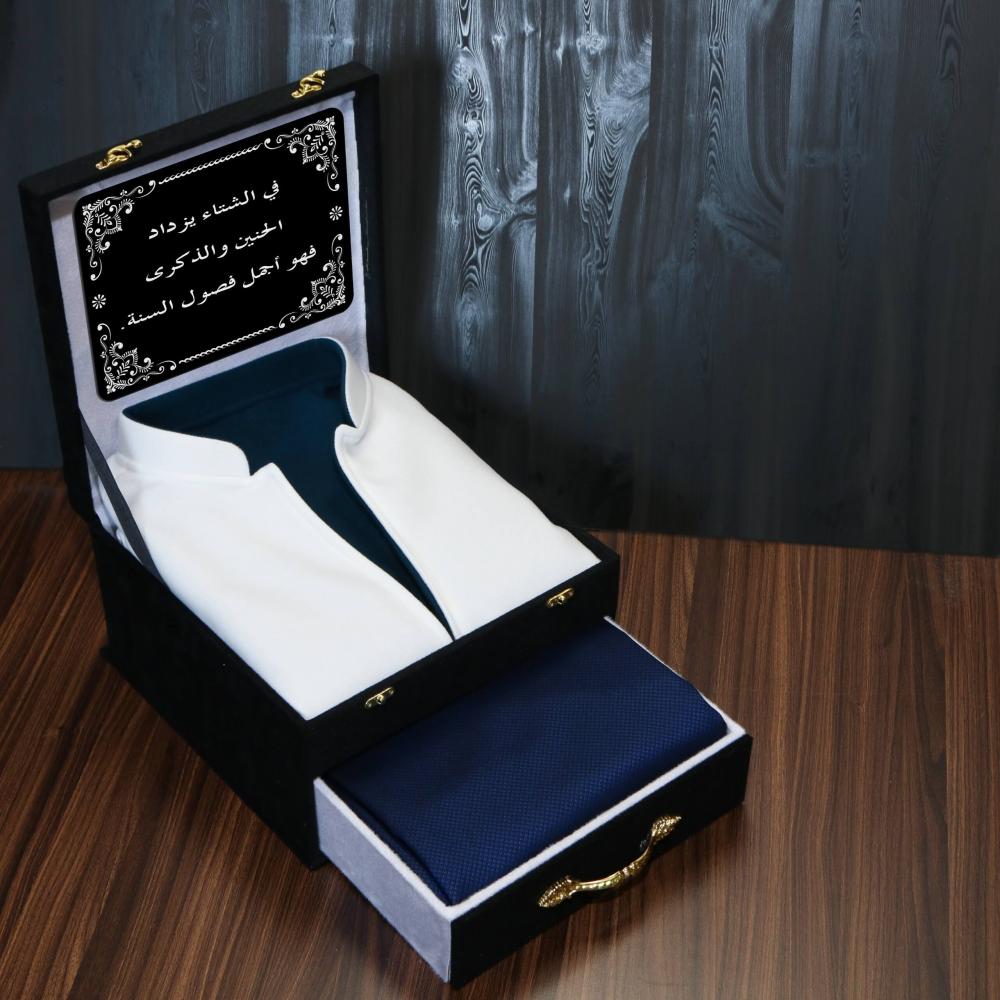 بوكس تغليف سديري جوخ دبل فيس جهتين صديري رجالي زيتي جملي كحلي سديريه