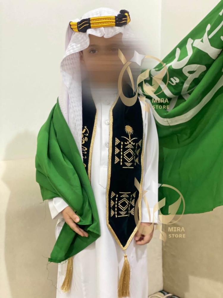 وشاح اليوم الوطني السعودي 94 اطفال تفصيل وشاحات شال للعيد ازياء ملابس