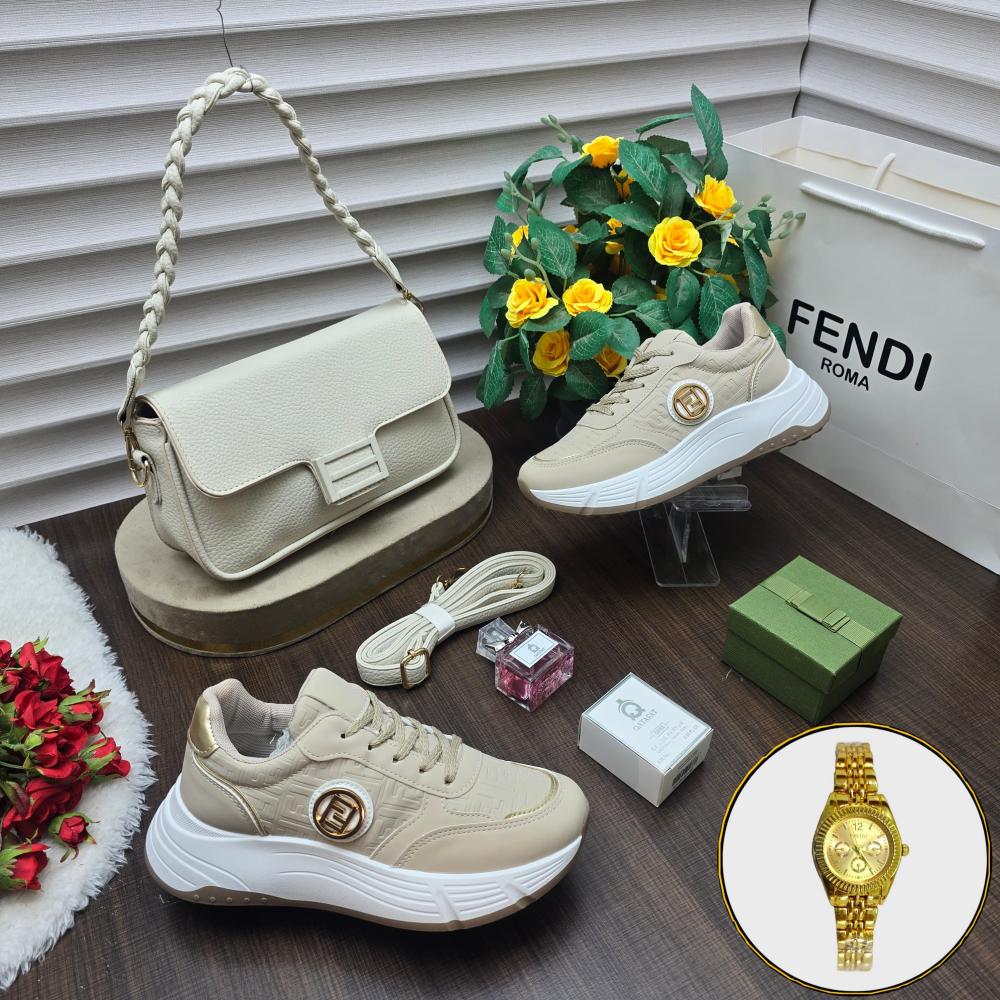 شنطه نسائيه فخمة ماركه فندي شوز سبورت شوزات جزمه عطر تغليف ساعه ذهبي