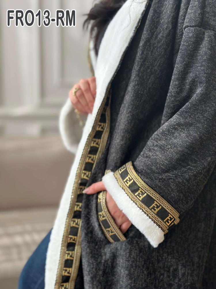 فروات شتويه نسائية فرزاتشي اسود مطرز فروه نسائي فخمه ملابس شتاء برد