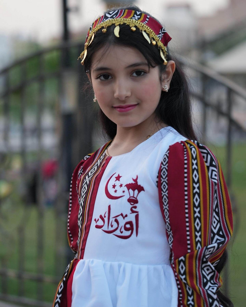 فستان شالكي بنات شالكي اطفال فستان فانوس قرقيعان رمضان اطفال سدو احمر