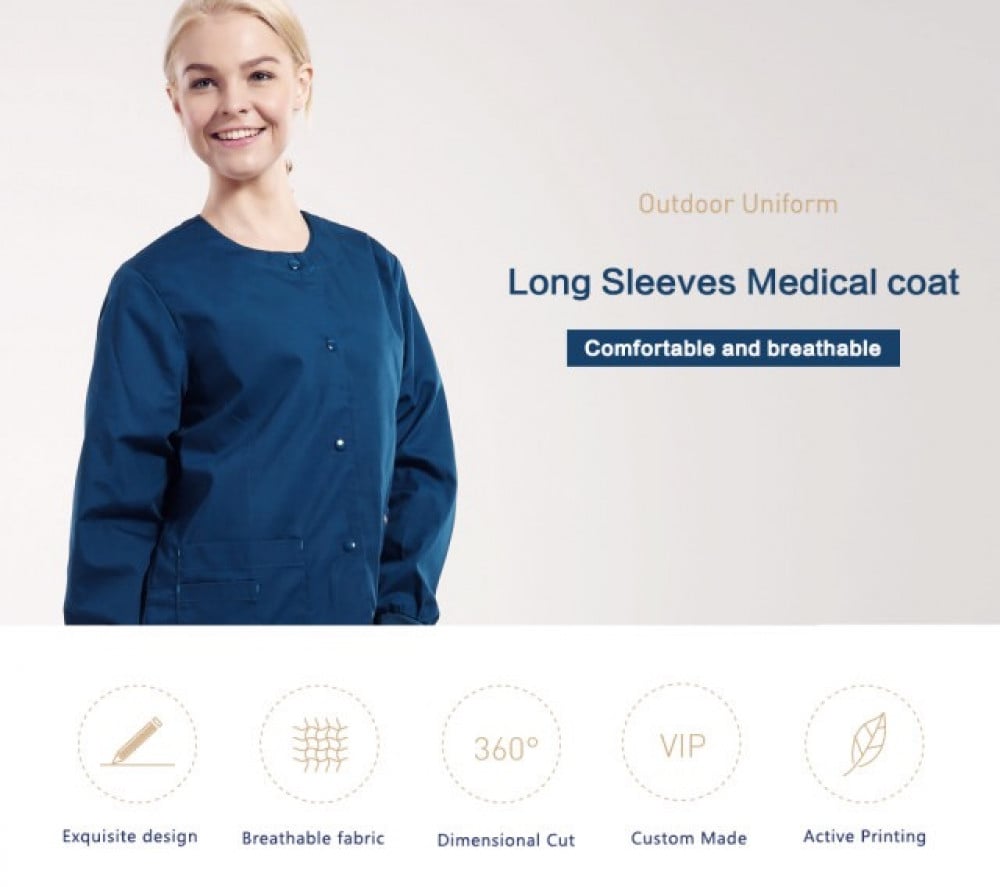 ANNO Long Sleeves Medical Scrubs Jacket Pretty Outfit Unisex Nurse Out Coat  Doctor Shirt Hospital Beauty Salon Nursing Staff Uniforms Autumn Winter  Work Wear Clothing Surgical Top