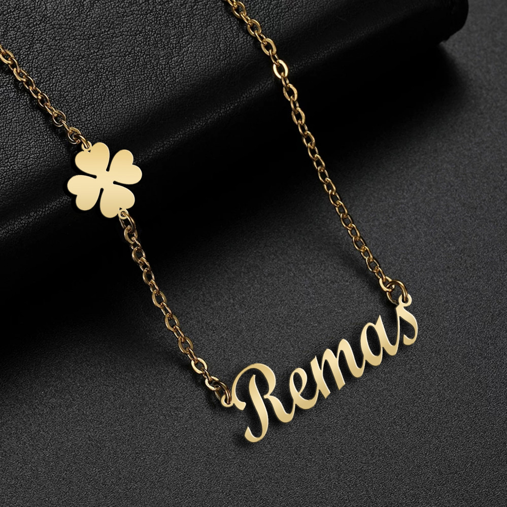 سلسال مع قلادة اسم ريماس بالانجليزي من الفضة عيار 925 مطلية بالذهب متجر الترجمان متجر مجوهرات