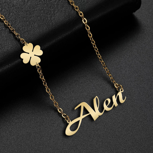 سلسال مع قلادة اسم إيناس بالانجليزي من الفضة عيار 925 مطلية بالذهب متجر الترجمان متجر مجوهرات