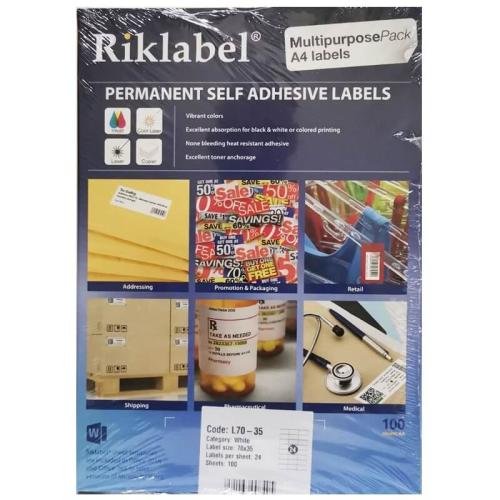 ريكليبل ورق لاصق أبيض مطفي 35X70 مم 24 لاصق/الصفحة