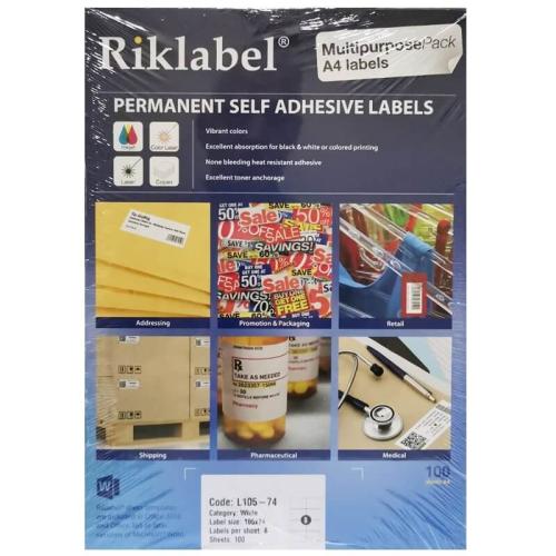 ريكليبل ورق لاصق أبيض مطفي 74X105 مم 8 لواصق/الصفحة