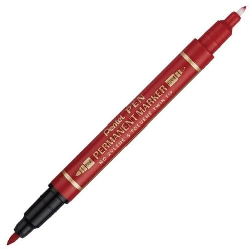 Pentel Pen Permanent Marker Twin Tip Red Bx=12 Pcs