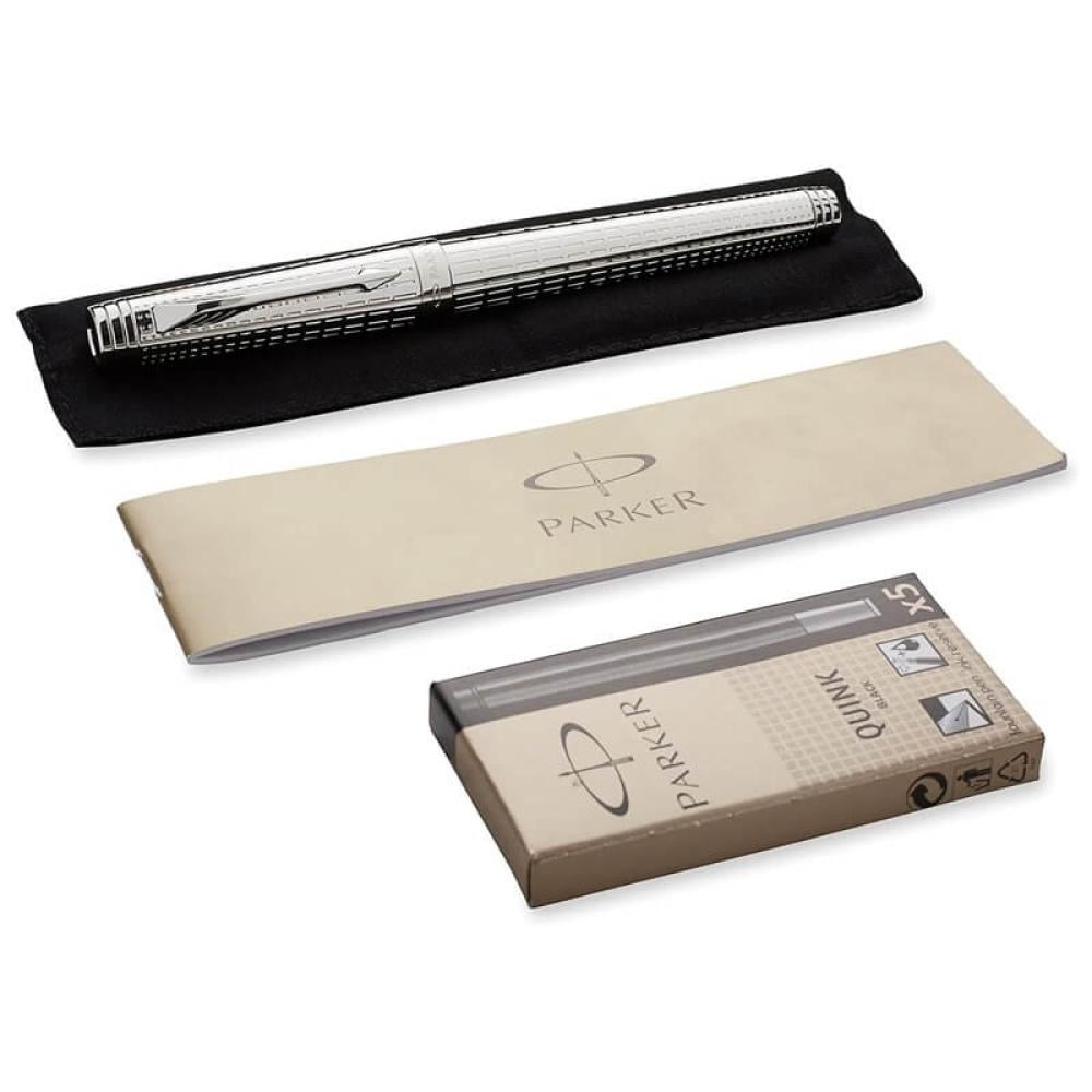 باركر بريميير قلم حبر كروم مطلي بالذهب والفضة