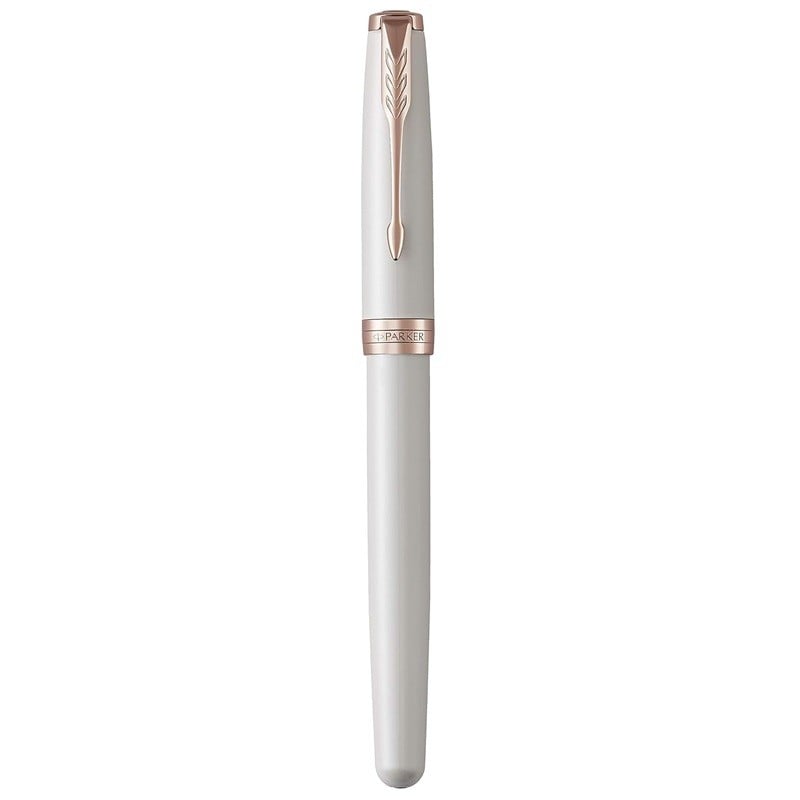 PARKER Sonnet Fountain Pen, Pearl Lacquer Rose with Gold Trim, Solid 18k Gold Medium Nib