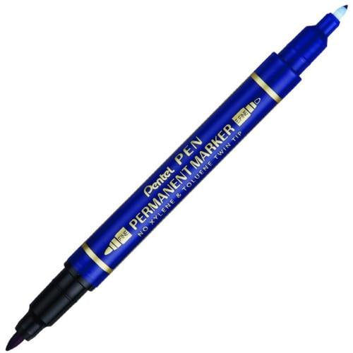 Pentel Pen Permanent Marker Twin Tip Blue Bx=12 Pcs
