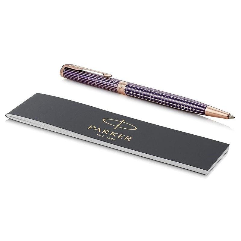 Parker Sonnet Ballpoint Pen - Chiselled Purple Matrix Pink Gold Trim