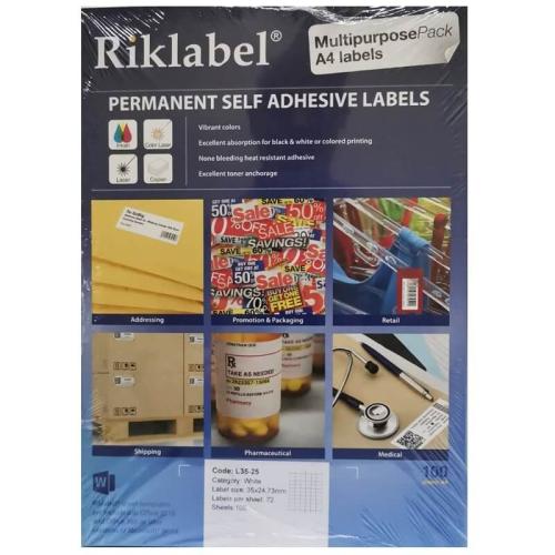 ريكليبل ورق لاصق أبيض مطفي 24.73X35 مم 72 لاصق/الصفحة