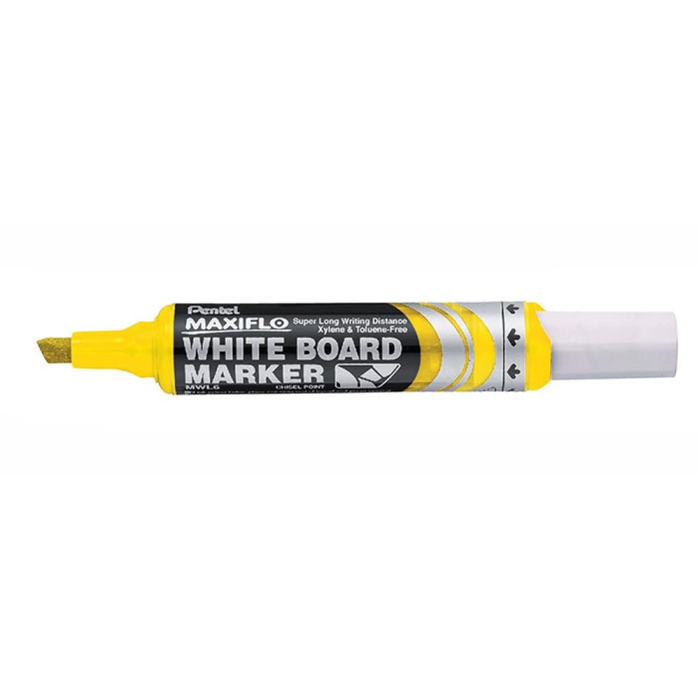 Pentel Maxiflo Medium Chisel Tip Liquid Ink Dry Wipe Marker MWL6 BX = 12 Pens