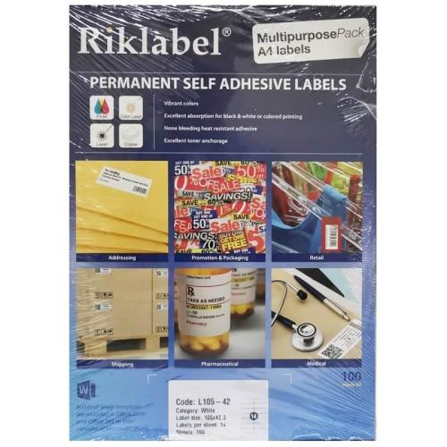 ريكليبل ورق لاصق أبيض مطفي 42.3X105 مم 14 لاصق/الصفحة