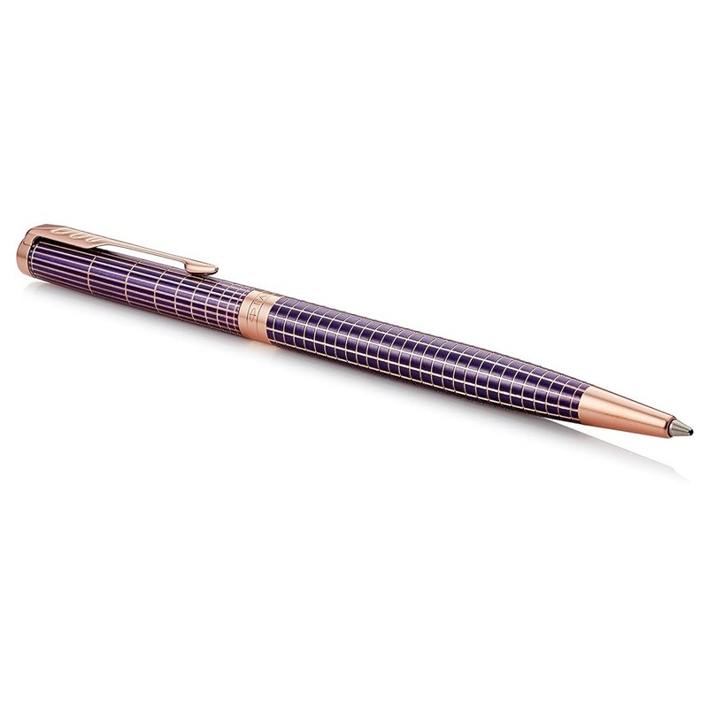 Parker Sonnet Ballpoint Pen - Chiselled Purple Matrix Pink Gold Trim