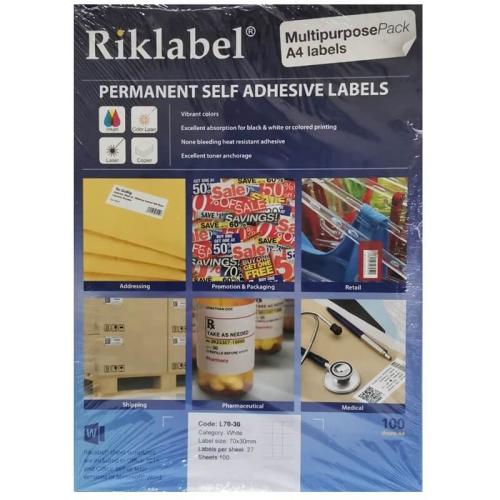 ريكليبل ورق لاصق أبيض مطفي 30X70 مم 27 لاصق/الصفحة