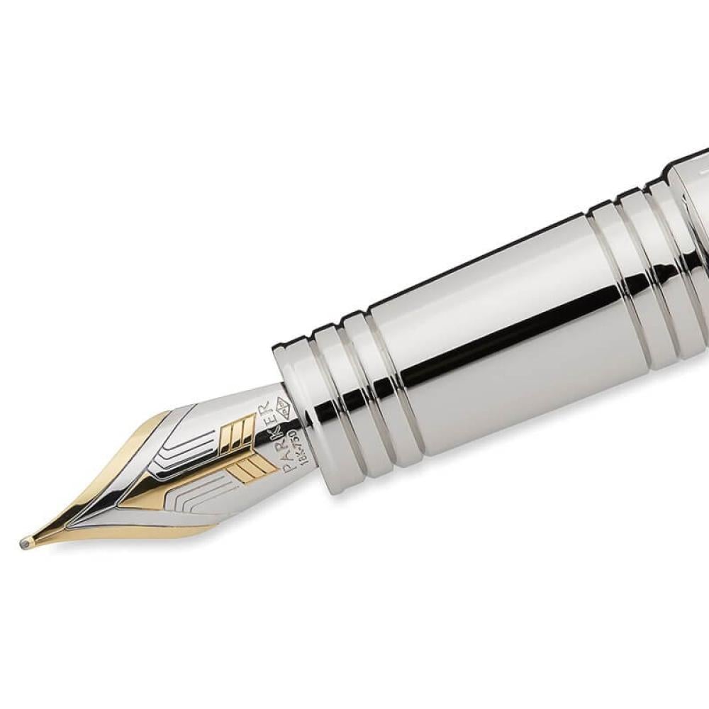 باركر بريميير قلم حبر كروم مطلي بالذهب والفضة