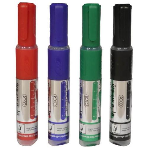 روكو قلم سبورة ضغاط طقم 4 لون العبوة 12 طقم