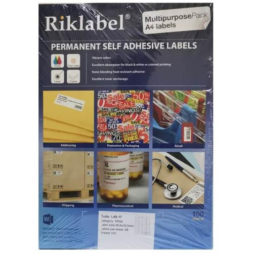 ريكليبل ورق لاصق أبيض مطفي 16.9X48.5 مم 68 لاصق/الصفحة