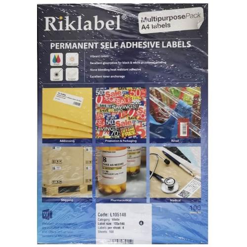 ريكليبل ورق لاصق أبيض مطفي 148X105 مم 4 لواصق/الصفحة